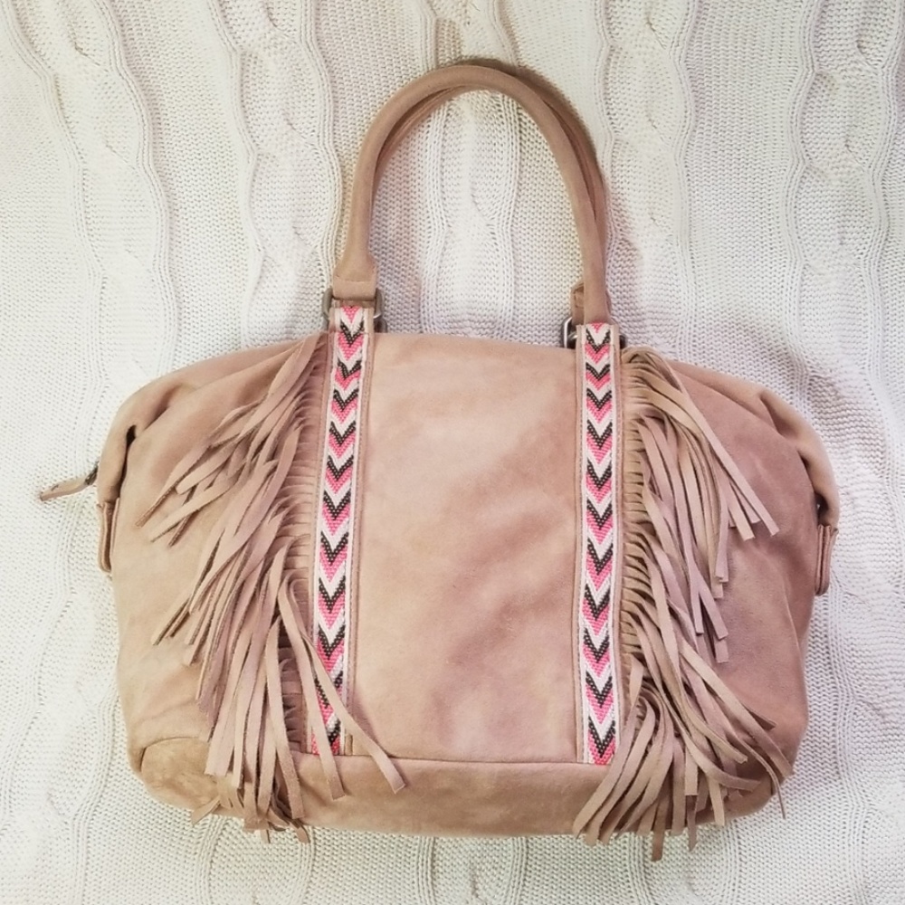 Express Blush Boho Fringe Purse